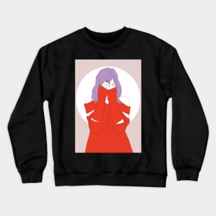 Girl in red Crewneck Sweatshirt